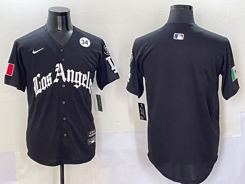 Men Los Angeles Dodgers Blank Black Five generations Joint Name 2025 Nike MLB Jersey style 5